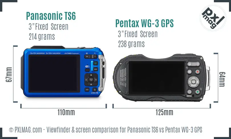 Panasonic TS6 vs Pentax WG-3 GPS Screen and Viewfinder comparison