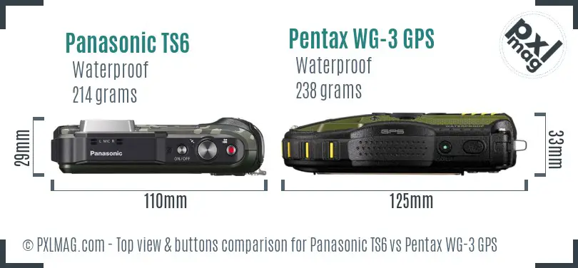 Panasonic TS6 vs Pentax WG-3 GPS top view buttons comparison