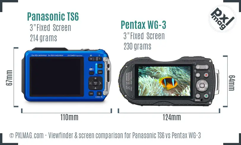 Panasonic TS6 vs Pentax WG-3 Screen and Viewfinder comparison