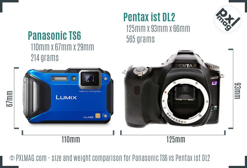 Panasonic TS6 vs Pentax ist DL2 size comparison