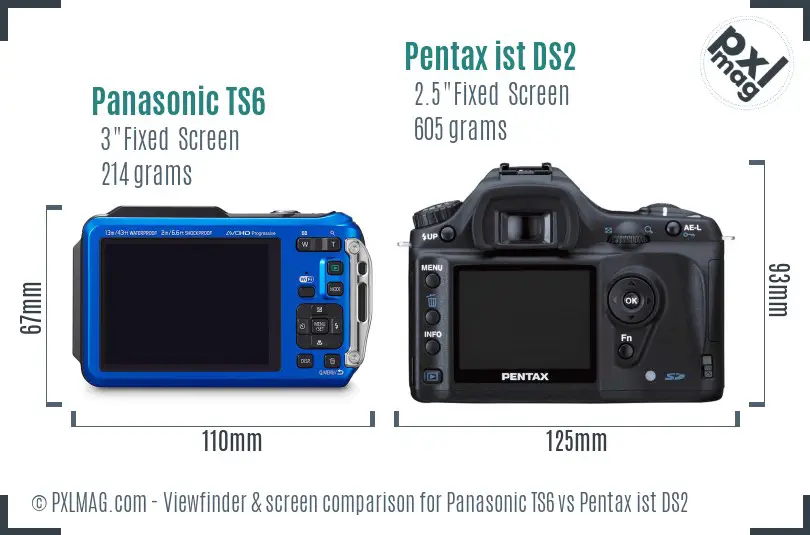 Panasonic TS6 vs Pentax ist DS2 Screen and Viewfinder comparison