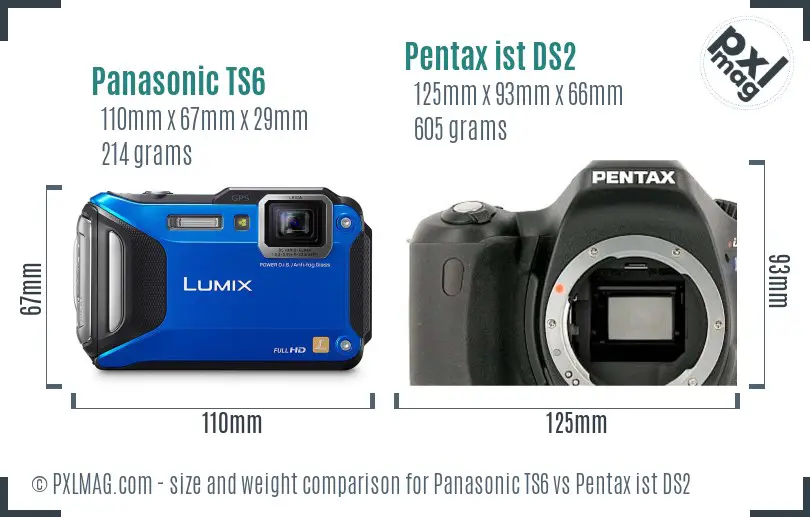 Panasonic TS6 vs Pentax ist DS2 size comparison