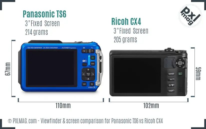 Panasonic TS6 vs Ricoh CX4 Screen and Viewfinder comparison