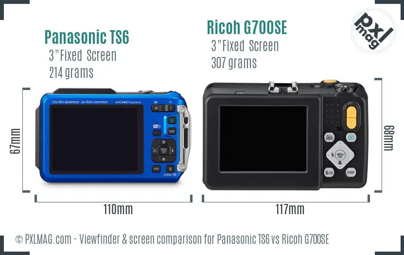 Panasonic TS6 vs Ricoh G700SE Screen and Viewfinder comparison
