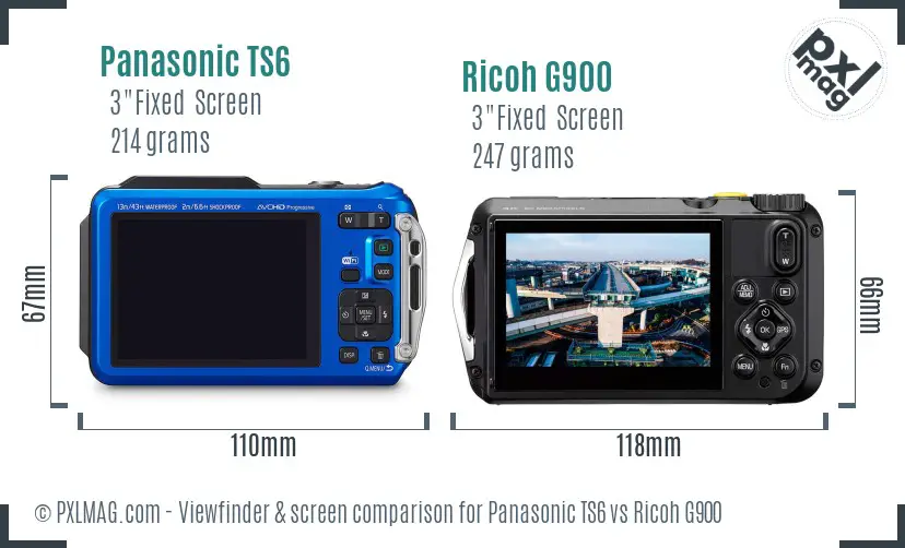 Panasonic TS6 vs Ricoh G900 Screen and Viewfinder comparison