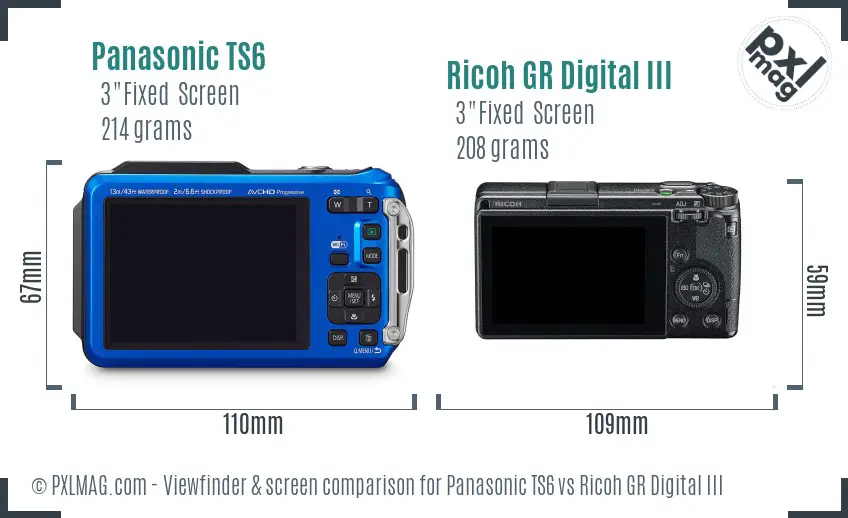 Panasonic TS6 vs Ricoh GR Digital III Screen and Viewfinder comparison