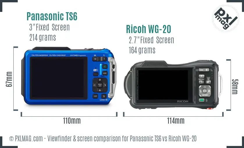 Panasonic TS6 vs Ricoh WG-20 Screen and Viewfinder comparison