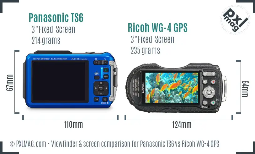Panasonic TS6 vs Ricoh WG-4 GPS Screen and Viewfinder comparison
