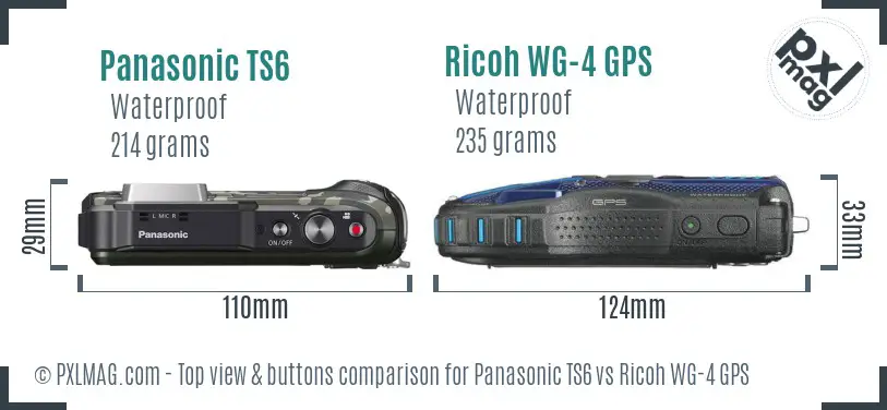 Panasonic TS6 vs Ricoh WG-4 GPS top view buttons comparison