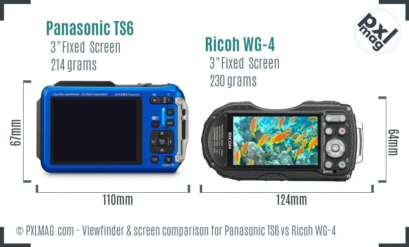 Panasonic TS6 vs Ricoh WG-4 Screen and Viewfinder comparison