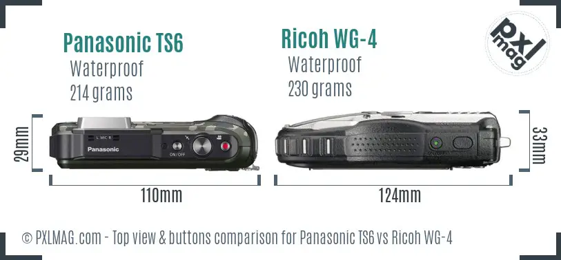 Panasonic TS6 vs Ricoh WG-4 top view buttons comparison