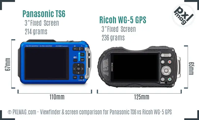 Panasonic TS6 vs Ricoh WG-5 GPS Screen and Viewfinder comparison
