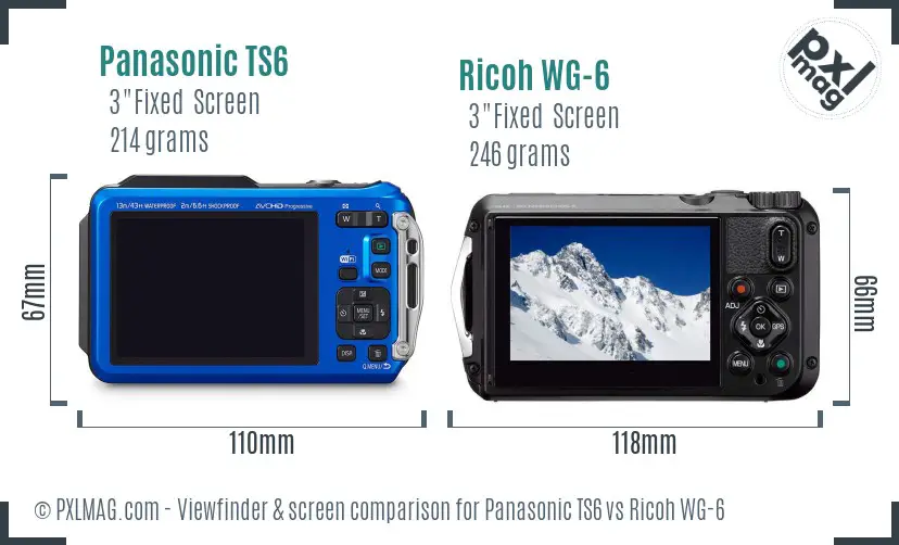 Panasonic TS6 vs Ricoh WG-6 Screen and Viewfinder comparison
