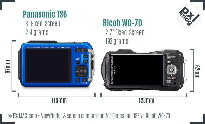 Panasonic TS6 vs Ricoh WG-70 Screen and Viewfinder comparison