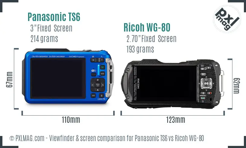 Panasonic TS6 vs Ricoh WG-80 Screen and Viewfinder comparison