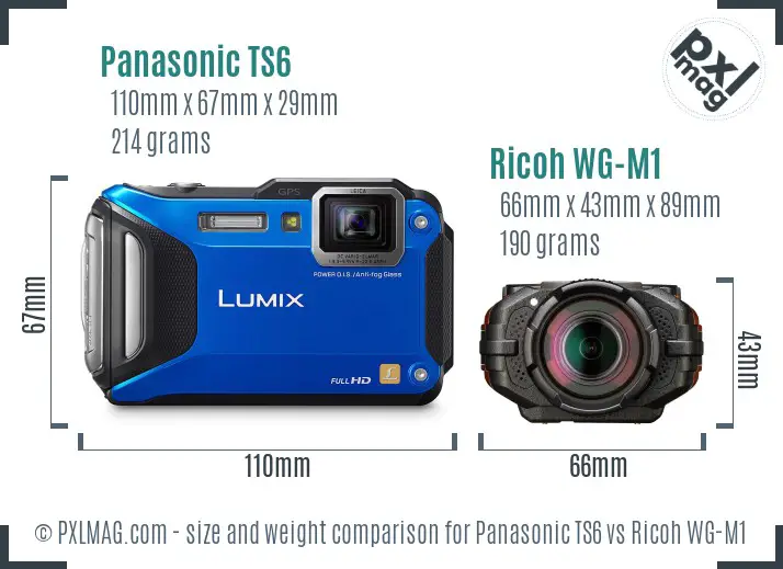Panasonic TS6 vs Ricoh WG-M1 size comparison