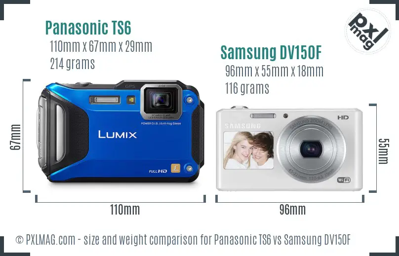 Panasonic TS6 vs Samsung DV150F size comparison