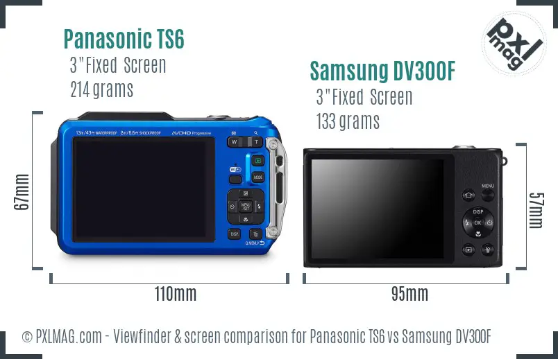 Panasonic TS6 vs Samsung DV300F Screen and Viewfinder comparison