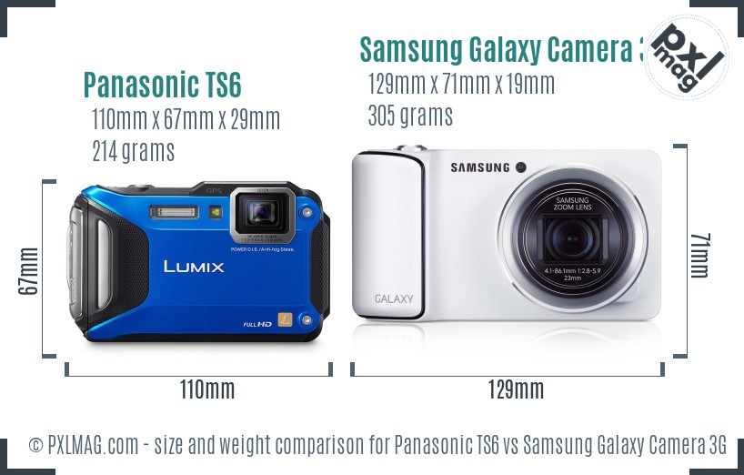 Panasonic TS6 vs Samsung Galaxy Camera 3G size comparison Panasonic TS6 vs Samsung Galaxy Camera 3G size comparison