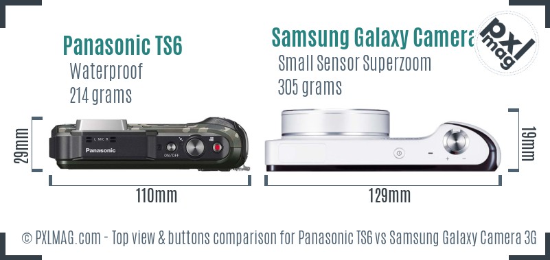 Panasonic TS6 vs Samsung Galaxy Camera 3G top view buttons comparison