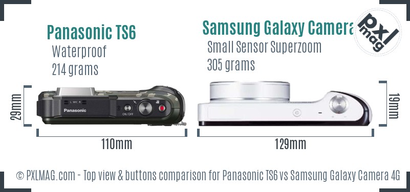 Panasonic TS6 vs Samsung Galaxy Camera 4G top view buttons comparison