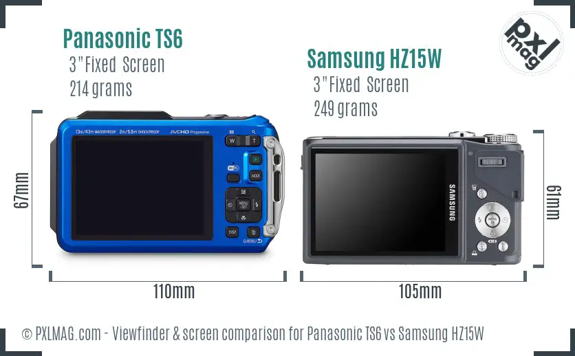 Panasonic TS6 vs Samsung HZ15W Screen and Viewfinder comparison