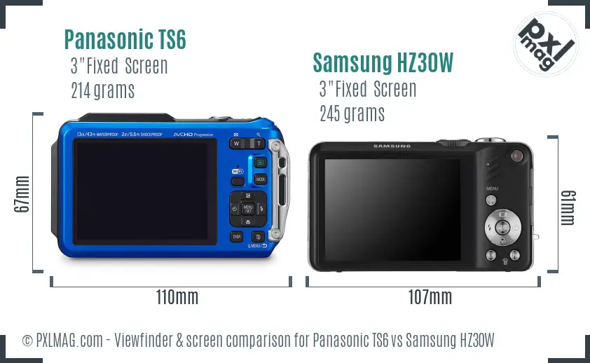 Panasonic TS6 vs Samsung HZ30W Screen and Viewfinder comparison Panasonic TS6 vs Samsung HZ30W Screen and Viewfinder comparison