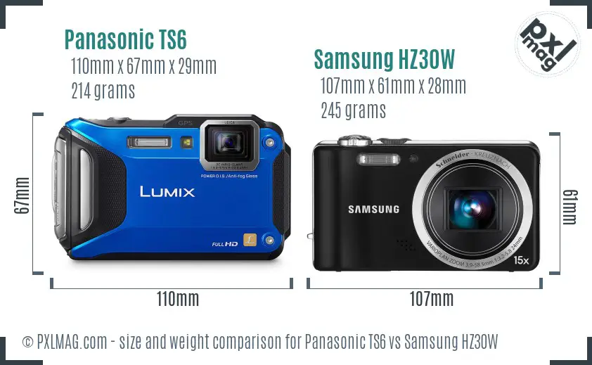 Panasonic TS6 vs Samsung HZ30W size comparison Panasonic TS6 vs Samsung HZ30W size comparison