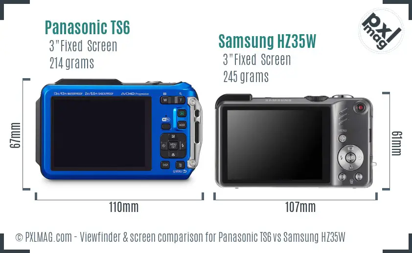 Panasonic TS6 vs Samsung HZ35W Screen and Viewfinder comparison