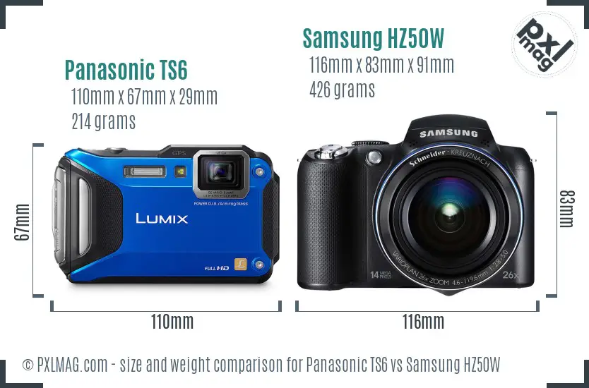 Panasonic TS6 vs Samsung HZ50W size comparison Panasonic TS6 vs Samsung HZ50W size comparison