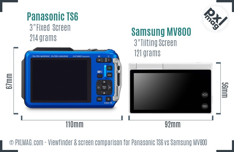 Panasonic TS6 vs Samsung MV800 Screen and Viewfinder comparison