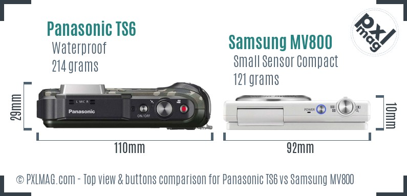 Panasonic TS6 vs Samsung MV800 top view buttons comparison