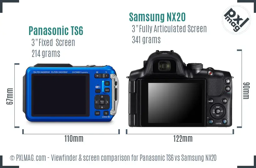 Panasonic TS6 vs Samsung NX20 Screen and Viewfinder comparison Panasonic TS6 vs Samsung NX20 Screen and Viewfinder comparison