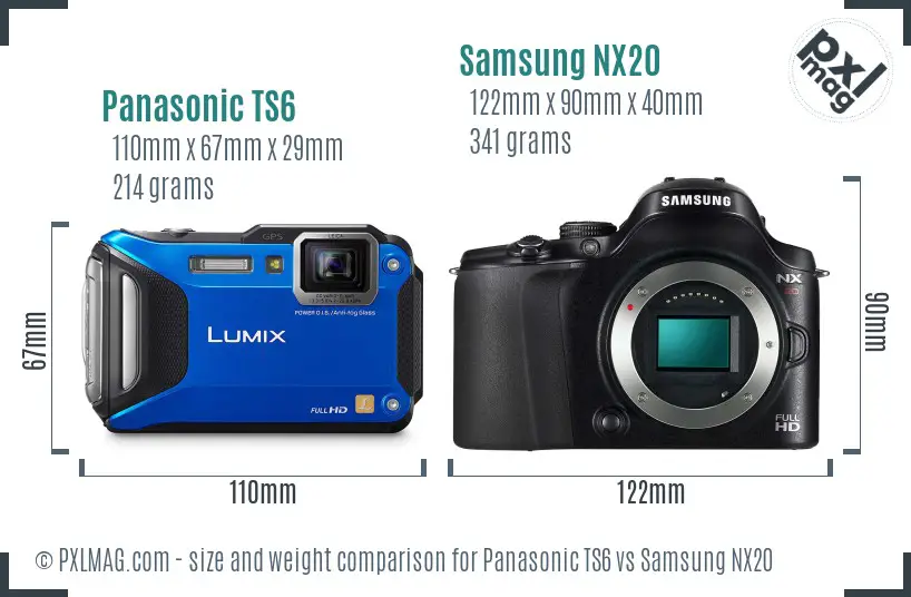 Panasonic TS6 vs Samsung NX20 size comparison Panasonic TS6 vs Samsung NX20 size comparison