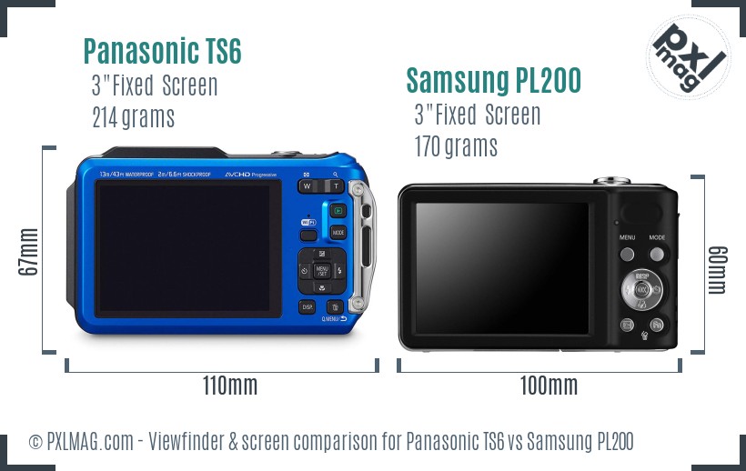 Panasonic TS6 vs Samsung PL200 Screen and Viewfinder comparison