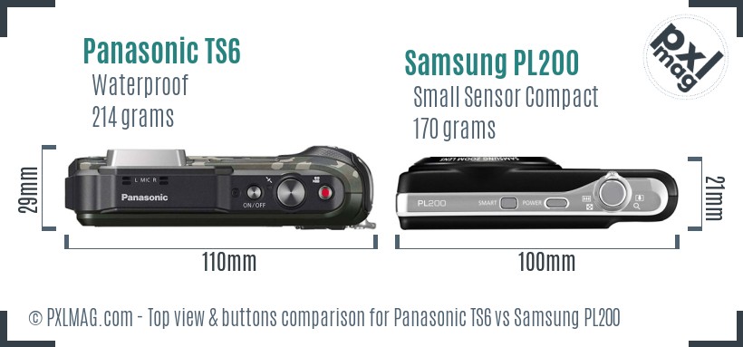 Panasonic TS6 vs Samsung PL200 top view buttons comparison