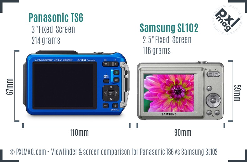 Panasonic TS6 vs Samsung SL102 Screen and Viewfinder comparison