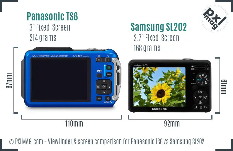 Panasonic TS6 vs Samsung SL202 Screen and Viewfinder comparison Panasonic TS6 vs Samsung SL202 Screen and Viewfinder comparison