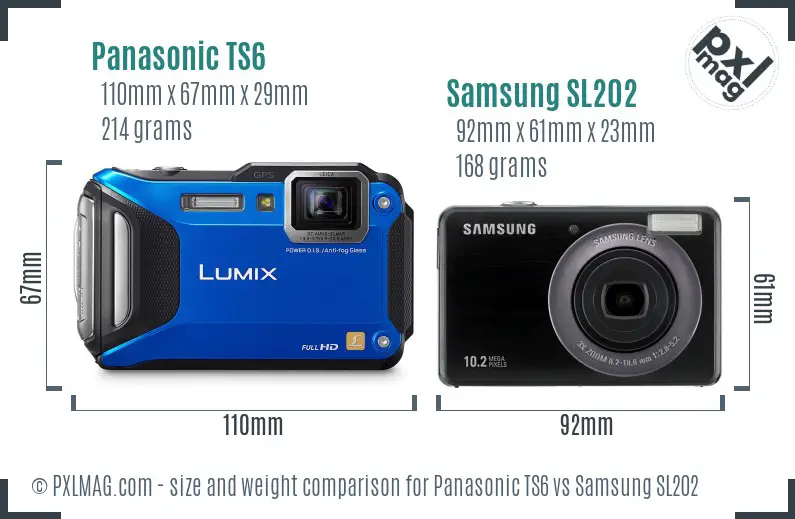 Panasonic TS6 vs Samsung SL202 size comparison Panasonic TS6 vs Samsung SL202 size comparison