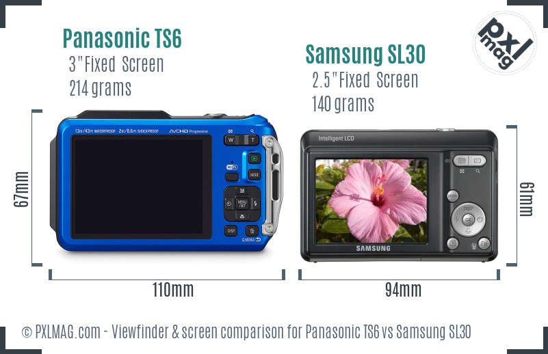 Panasonic TS6 vs Samsung SL30 Screen and Viewfinder comparison