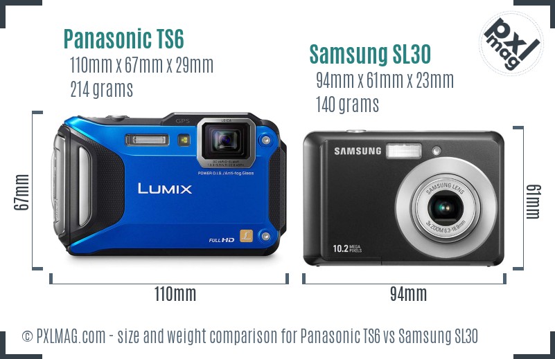 Panasonic TS6 vs Samsung SL30 size comparison