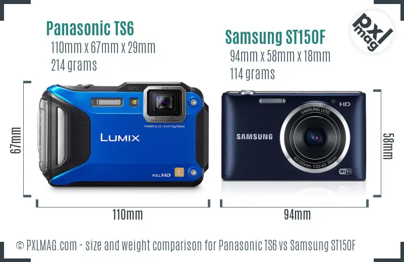 Panasonic TS6 vs Samsung ST150F size comparison Panasonic TS6 vs Samsung ST150F size comparison