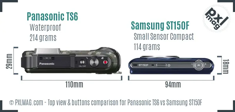 Panasonic TS6 vs Samsung ST150F top view buttons comparison Panasonic TS6 vs Samsung ST150F top view buttons comparison