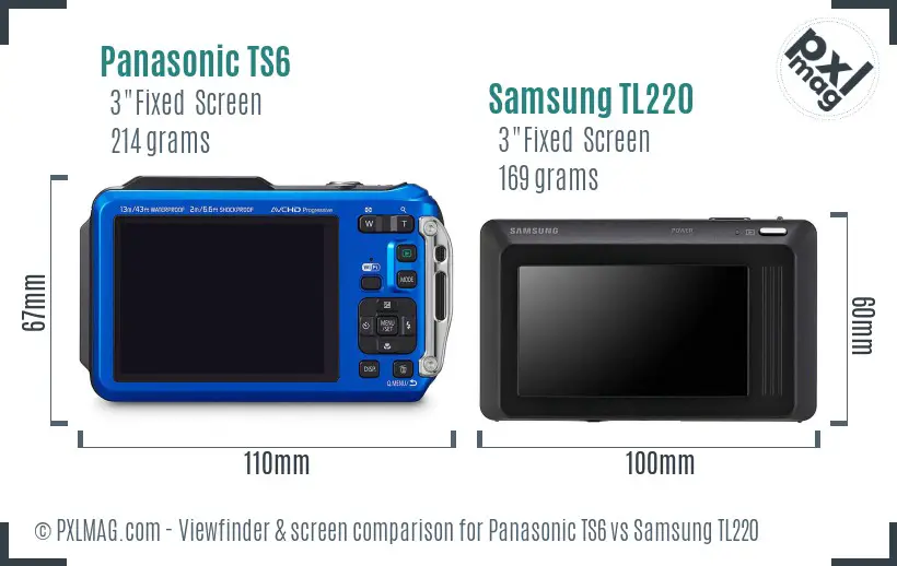Panasonic TS6 vs Samsung TL220 Screen and Viewfinder comparison
