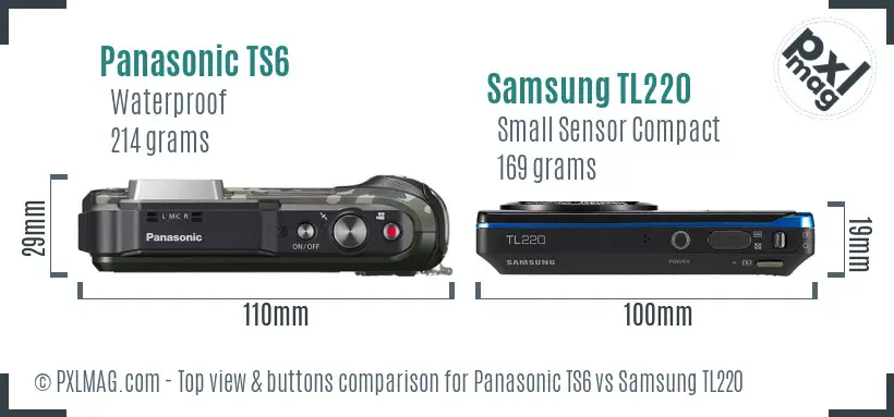 Panasonic TS6 vs Samsung TL220 top view buttons comparison