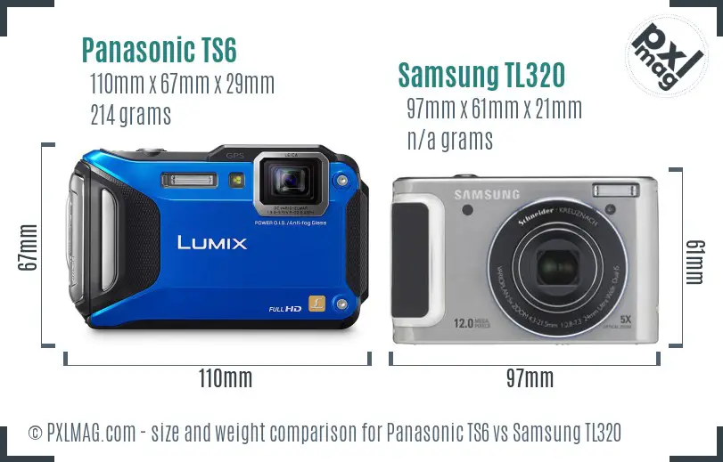 Panasonic TS6 vs Samsung TL320 size comparison