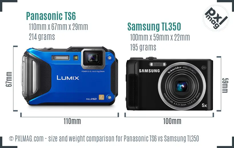 Panasonic TS6 vs Samsung TL350 size comparison