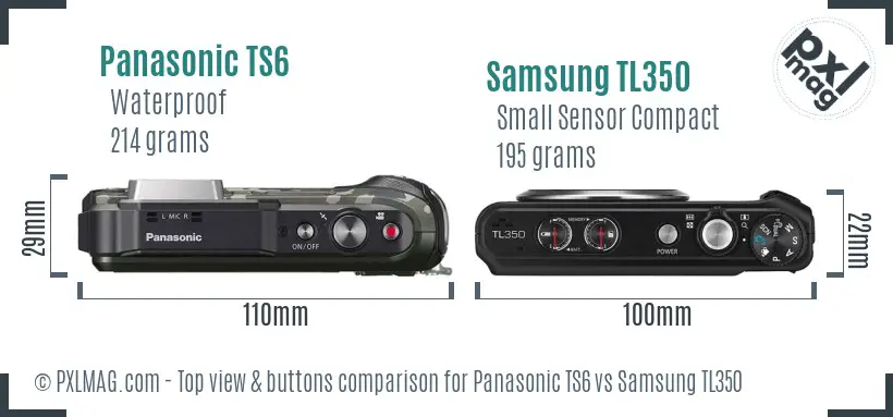 Panasonic TS6 vs Samsung TL350 top view buttons comparison