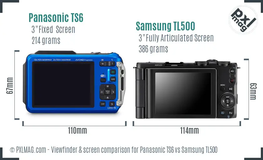 Panasonic TS6 vs Samsung TL500 Screen and Viewfinder comparison