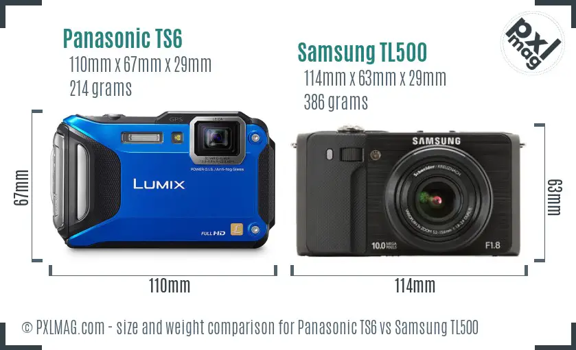 Panasonic TS6 vs Samsung TL500 size comparison